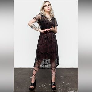 Disturbia Lune Sequined Tiered Velvet Slip Dress